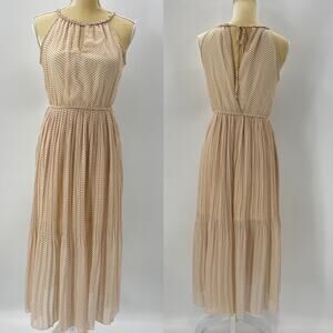 MAISON JULES Polk-a-dot High-Neck Midi Chiffon Sleeveless Dress Women XS